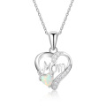 Muttertagsgeschenke 2021 Silber Mama Halskette Opalstein 925 Sterling Herz Design Mama Halskette 925